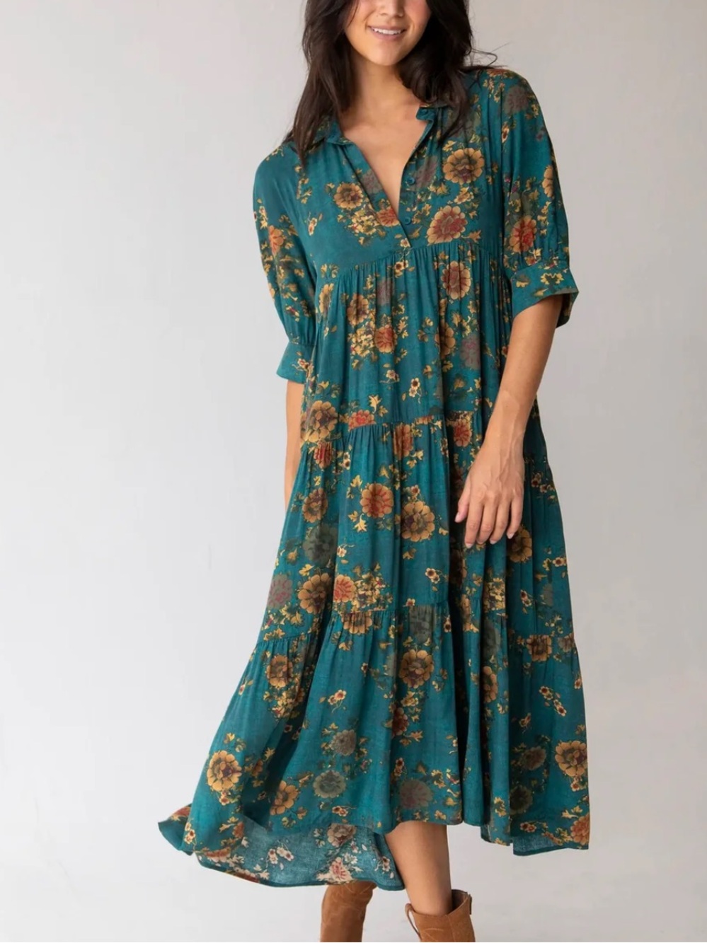 Natural Life Rebecca Midi Dress Teal Size XXL